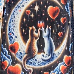 Valentine Cats, Fleece Blanket Throw. 50” x 60”. Super Soft, Brand New.